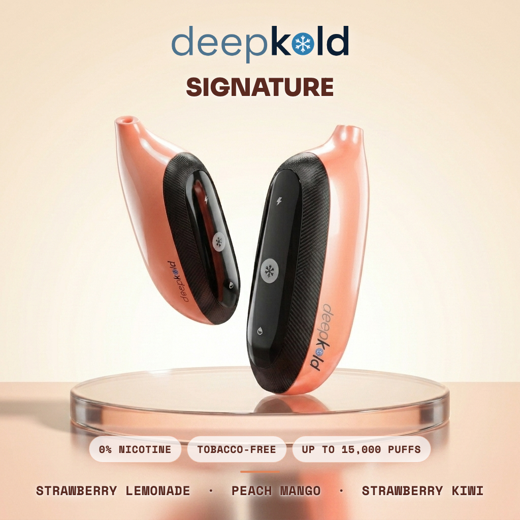 Deepkold シグネチャー — ニコチン0%使い捨てベイプ、3フレーバー